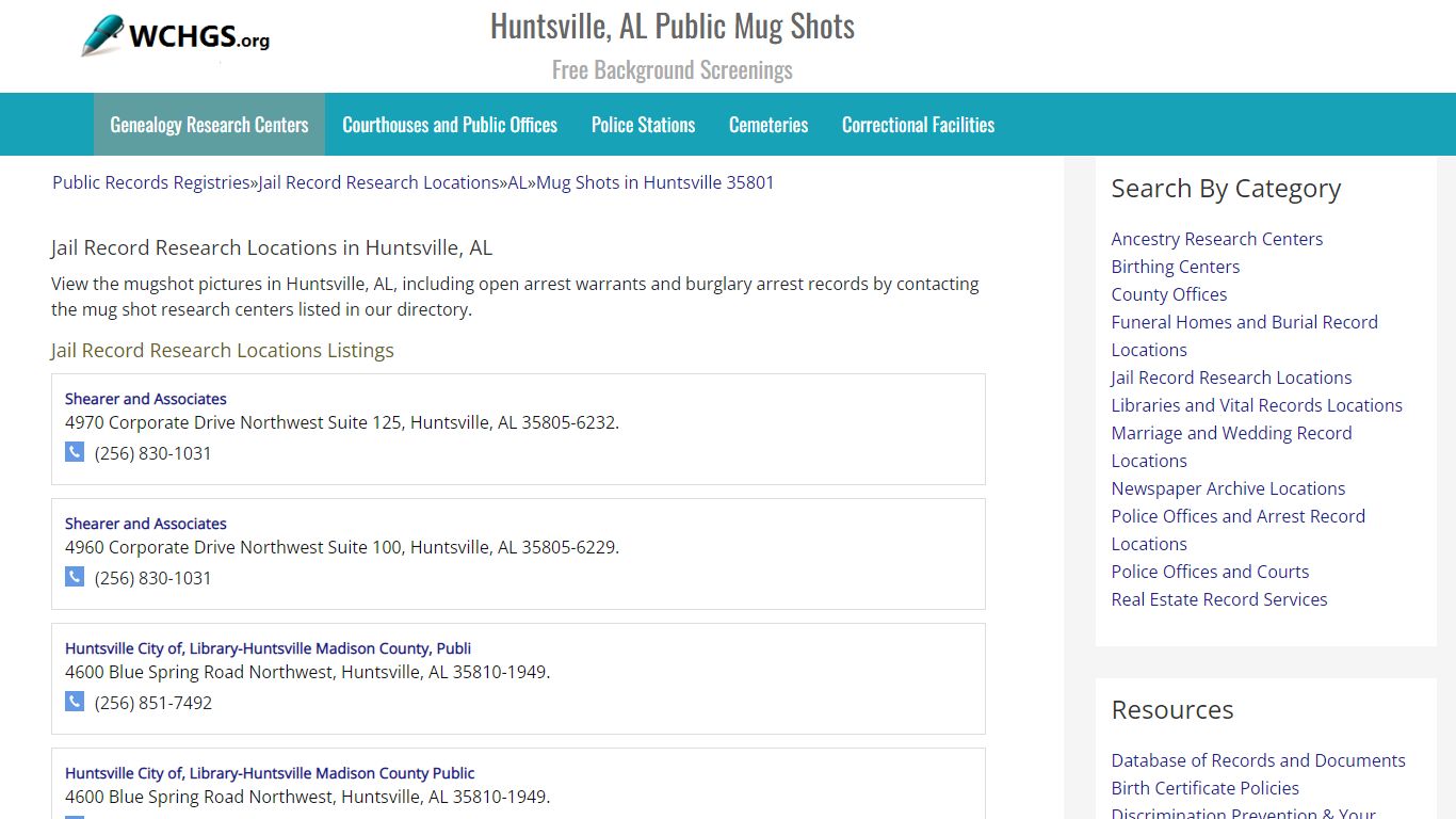 Huntsville, AL Public Mug Shots - Free Background Screenings - WCHGS.org